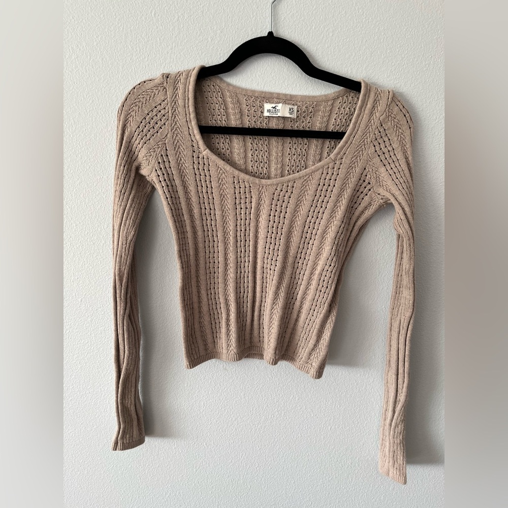 Hollister Taupe Knit Sweater